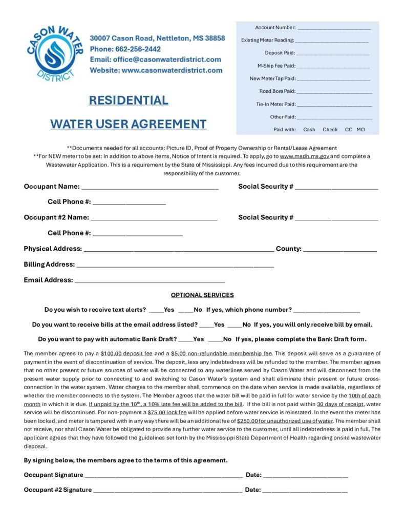 Water User Agreement (1)